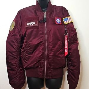 Alpha Industries Maroon Bomber Jacket (Excellent Condition)